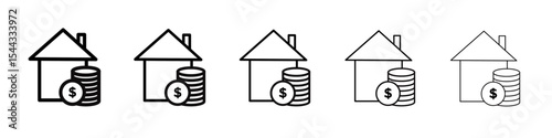 Mortgage loan icon black and white vector sign