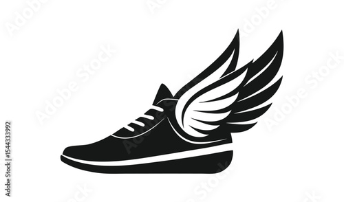 Fast running shoe with wings logo design