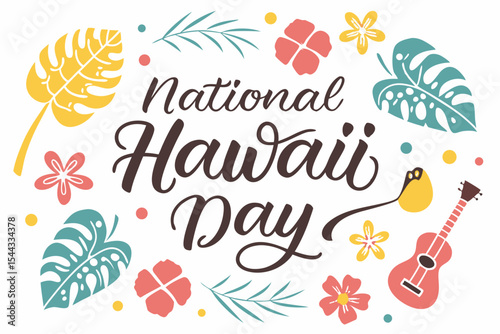 NATIONAL HAWAII DAY vector illustration