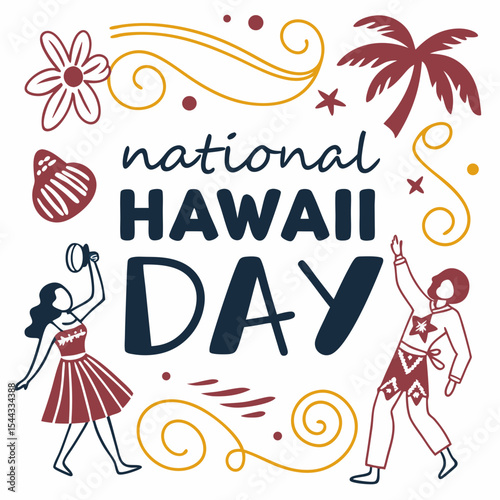 NATIONAL HAWAII DAY vector illustration