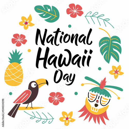 NATIONAL HAWAII DAY vector illustration