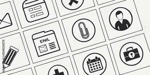 Abstract business and finance concept vector illustration with money, calendar, calculator, and internet symbols