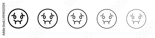 Nauseated emoji icon black and white vector sign