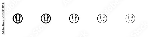 Nauseated emoji icon black and white vector sign