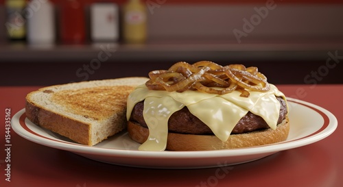 Patty melt on retro diner counter