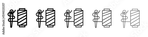Needle, threads icon black and white vector sign