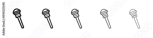 News microphone icon black and white vector sign