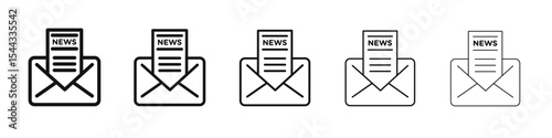 Newsletter icon black and white vector sign