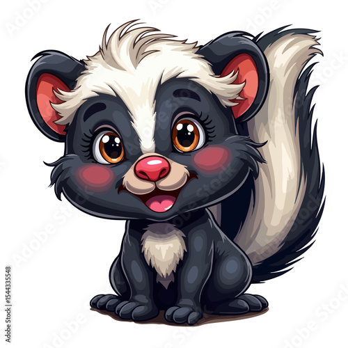 Hand drawn cartoon skunk vector illustration