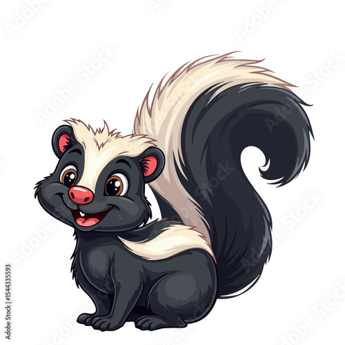 Hand drawn cartoon skunk vector illustration