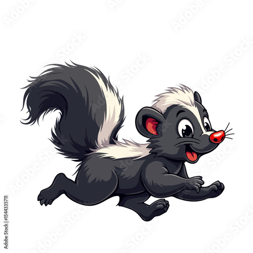 Hand drawn cartoon skunk vector illustration