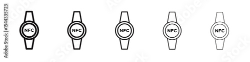 NFC bracelet connected icon black and white vector sign