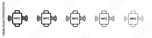NFC bracelet connected icon black and white vector sign
