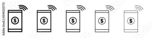 NFC wireless payment icon black and white vector sign