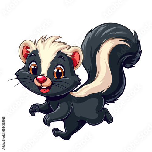 Hand drawn cartoon skunk vector illustration