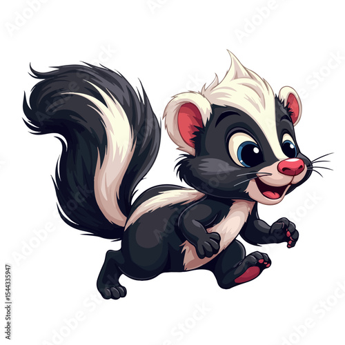 Hand drawn cartoon skunk vector illustration