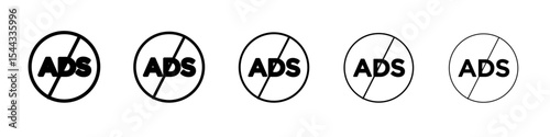 No ads icon black and white vector sign