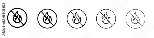 No fire icon black and white vector sign