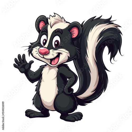 Hand drawn cartoon skunk vector illustration