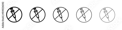 No vaccine icon black and white vector sign