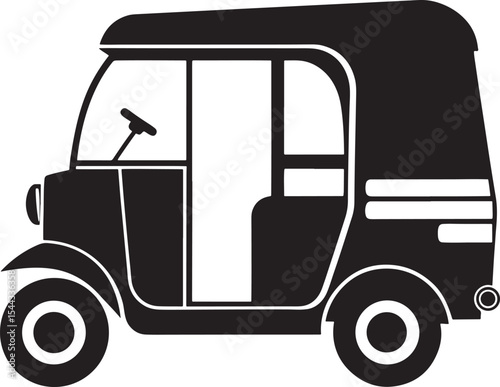 Auto rickshaw silhouette isolated on white background