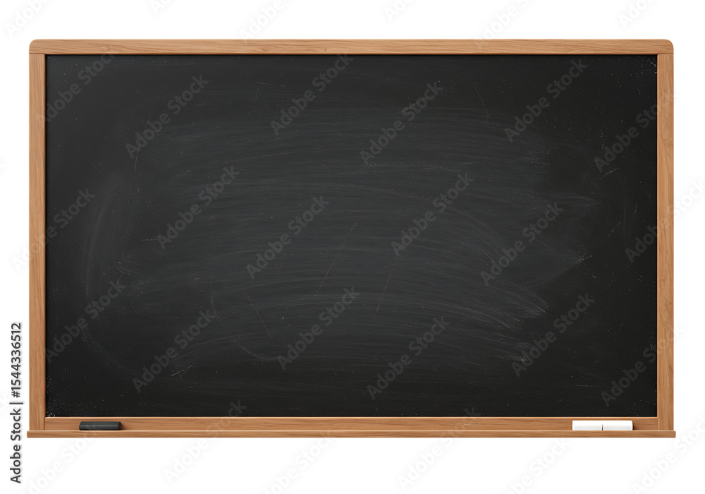 Fototapeta premium Blank blackboard surface with wooden frame texture and chalkboard school education concept