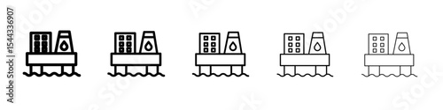 Oil platform icon black and white vector sign