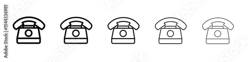 old phone icon black and white vector sign