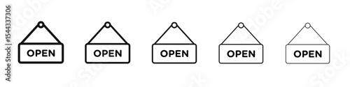Open icon black and white vector sign