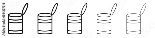 Open tin can icon black and white vector sign