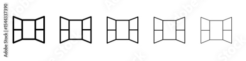 Open windows icon black and white vector sign