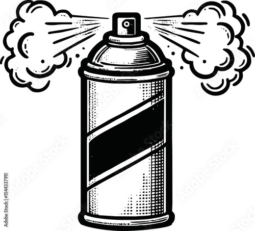aerosol spray paint can stands doodle hand drawn icon. Outline drawing spray paint can line clipart symbol. Vector illustration
