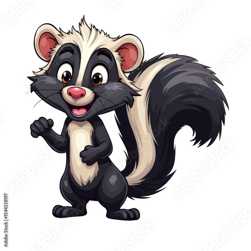 Hand drawn cartoon skunk vector illustration