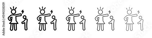 Parents scolding child icon black and white vector sign