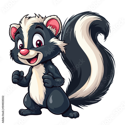 Hand drawn cartoon skunk vector illustration