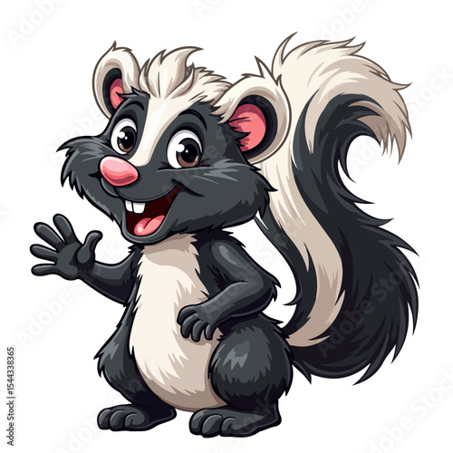 Hand drawn cartoon skunk vector illustration
