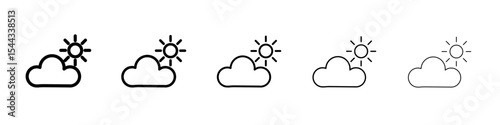 Partially cloudy icon black and white vector sign