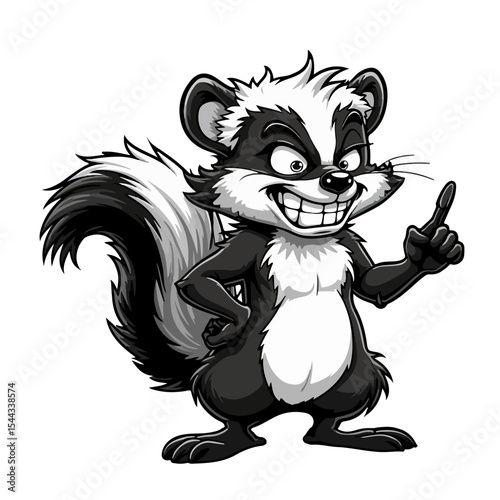 Hand drawn cartoon skunk vector illustration