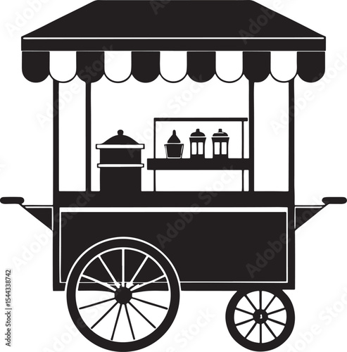 Food cart silhouette isolated on white background
