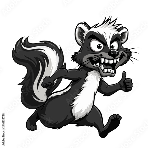 Hand drawn cartoon skunk vector illustration