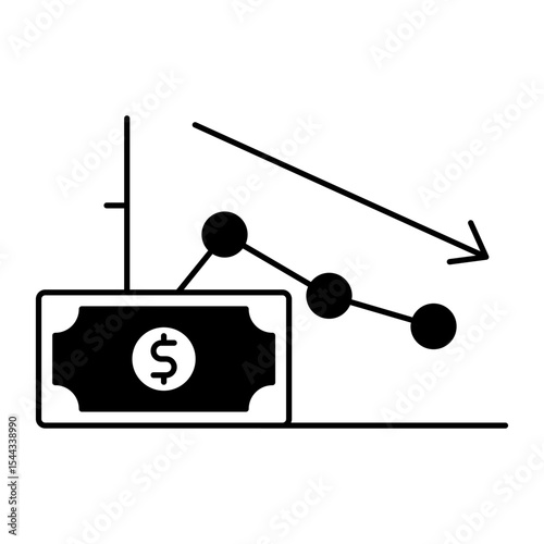Falling Dollar Value black icon