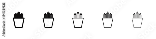 Pencil holder icon black and white vector sign