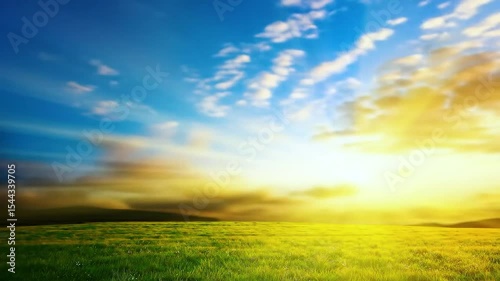 Sunrise Timelapse Over Green Field