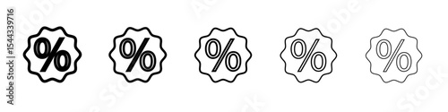 Percent icon black and white vector sign
