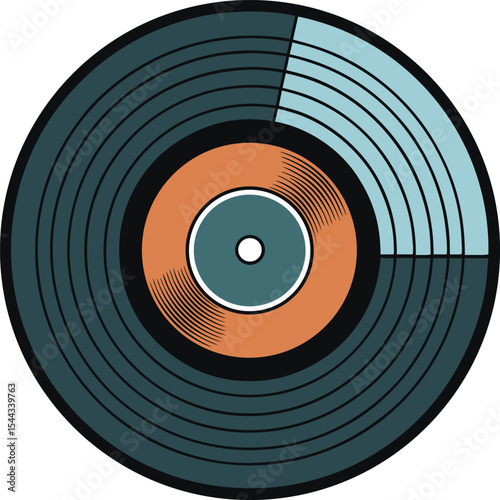Vinyl record silhouette isolated on white background