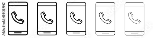 Phone call icon black and white vector sign