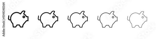 Piggy bank icon black and white vector sign