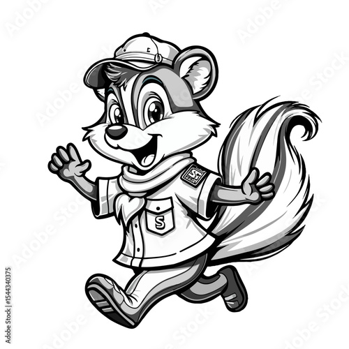 Hand drawn cartoon skunk vector illustration