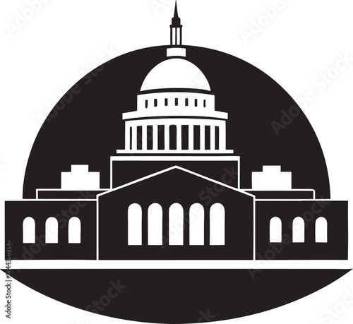 Us capitol building silhouette isolated on white background