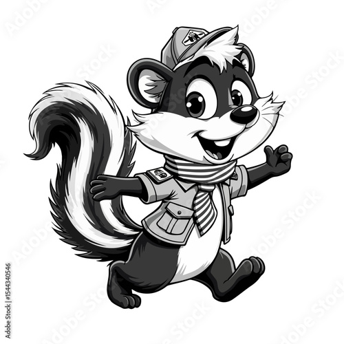 Hand drawn cartoon skunk vector illustration